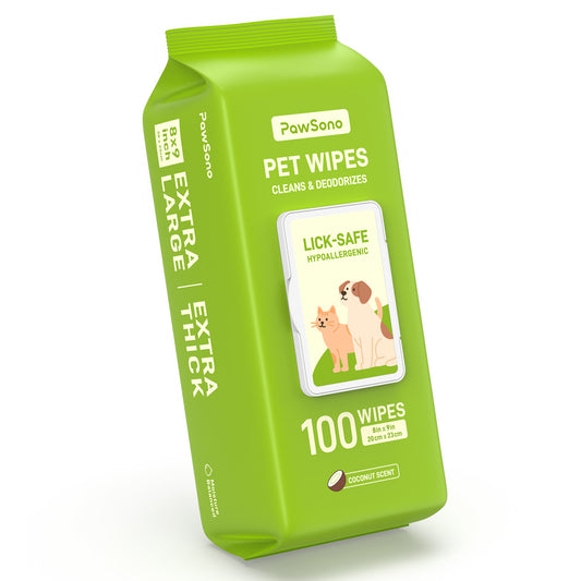 PawSono Hypoallergenic Pet Wipes for Dogs & Cats, Coconut Scented, 100 Count
