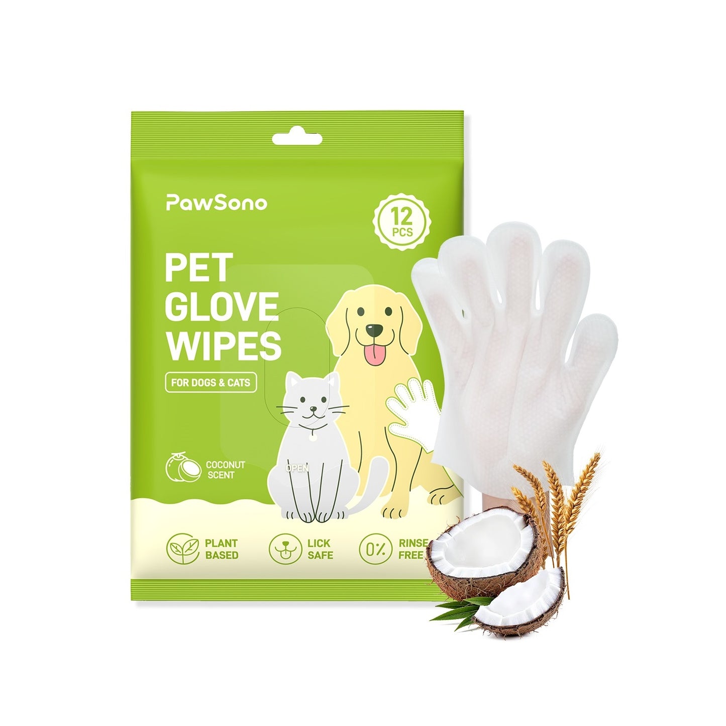 PawSono Pet Cleaning Deodorizing Glove Wipes
