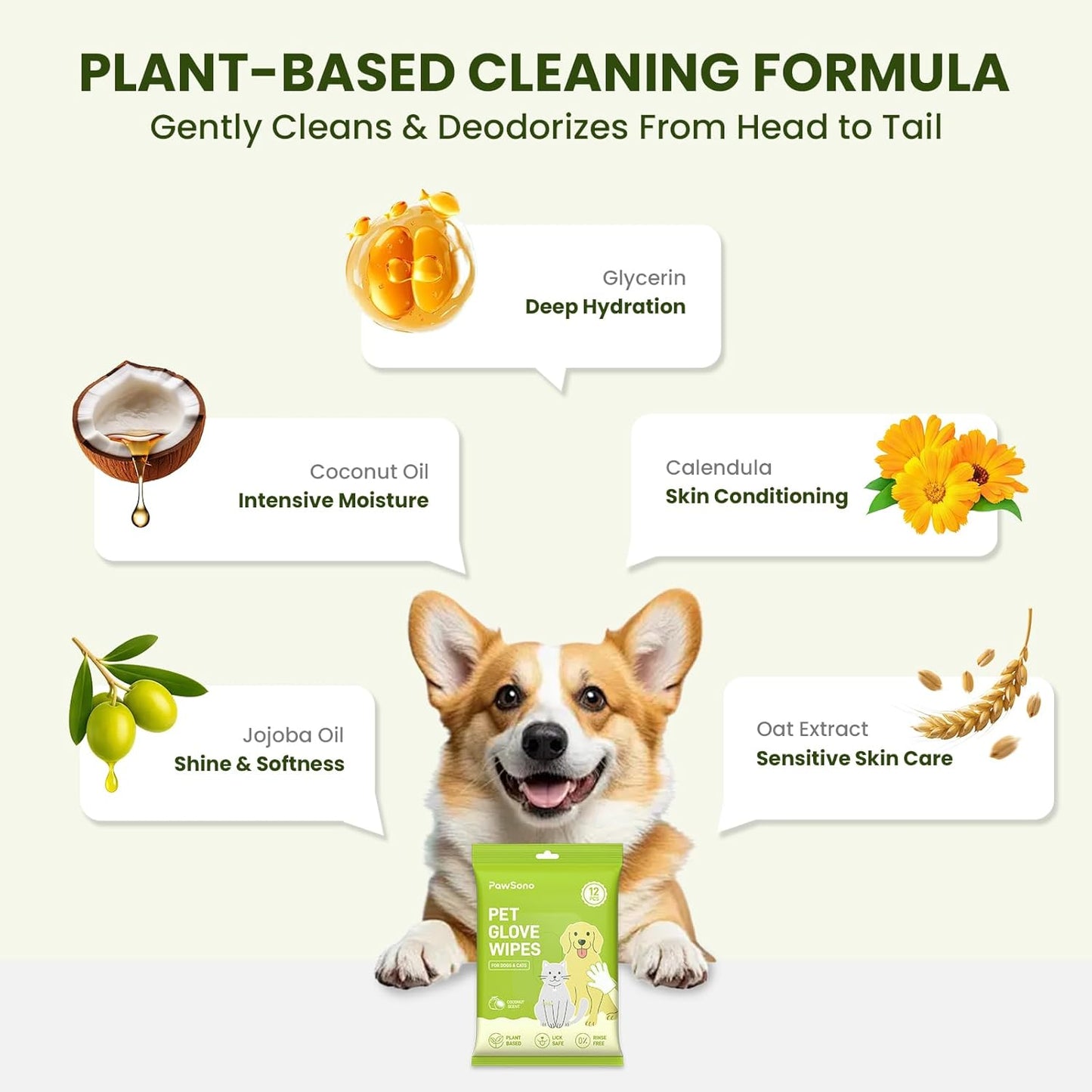 PawSono Pet Cleaning Deodorizing Glove Wipes