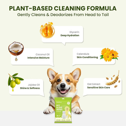 PawSono Pet Cleaning Deodorizing Glove Wipes