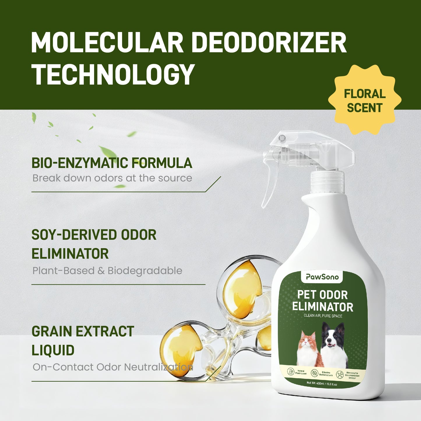 PawSono Pet Odor Eliminator - Floral Scent